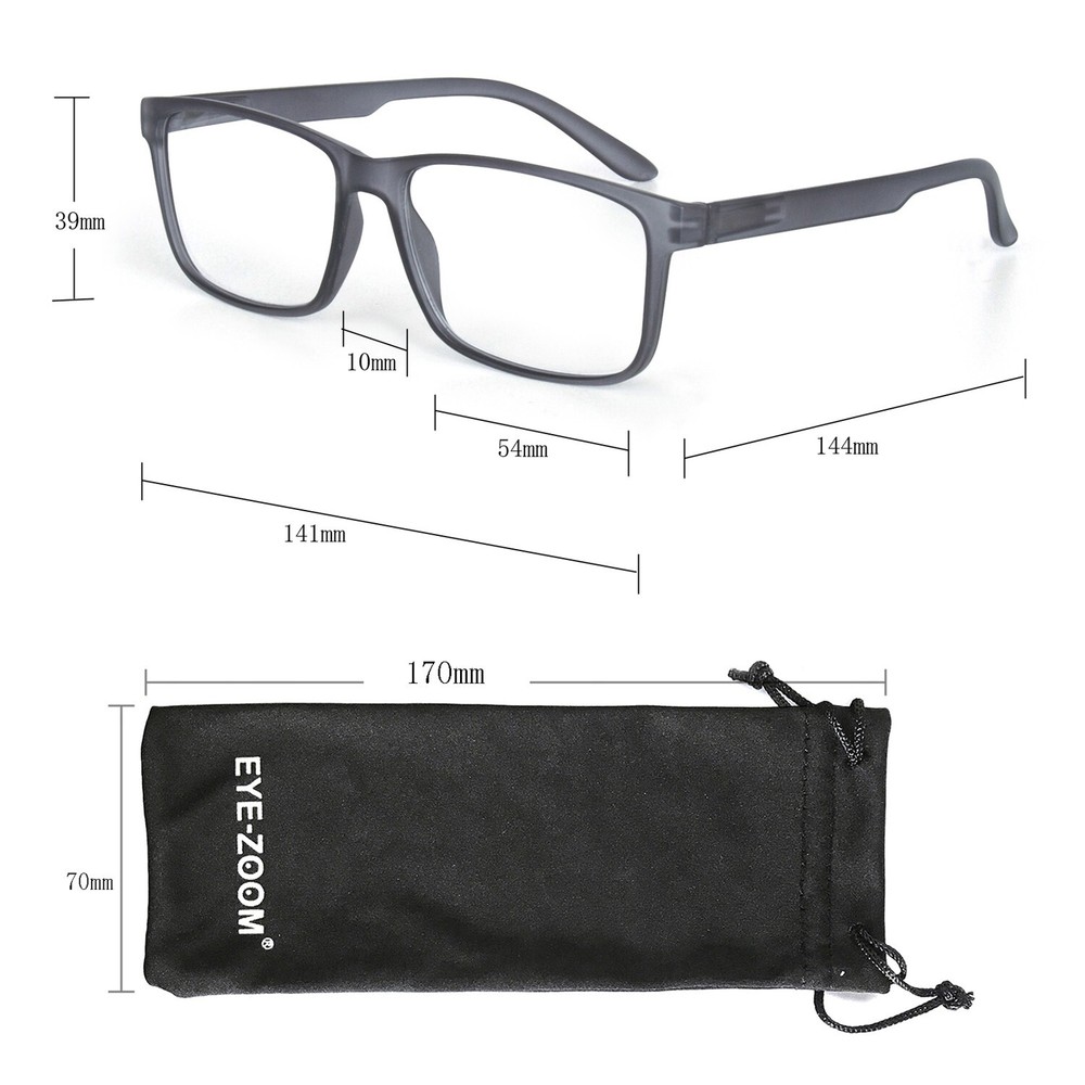 EYE ZOOM 3 Pack Plastic Classic Rectangular Style Reading Glasses for Men Women