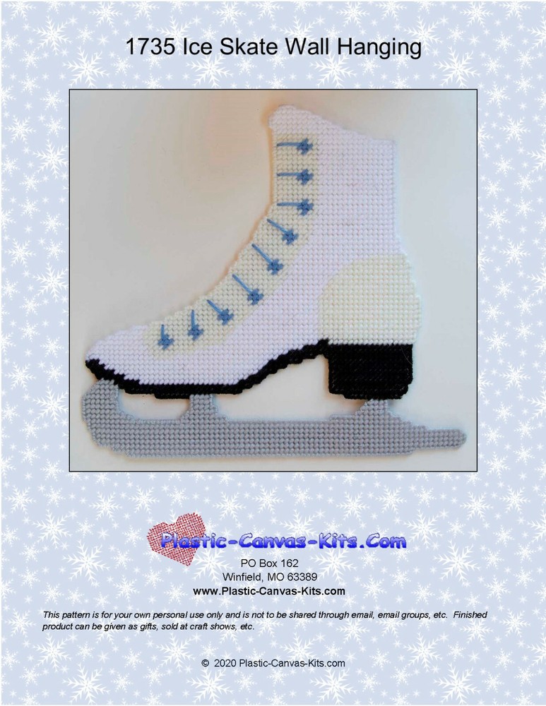 Ice Skate Wall Hanging- Plastic Canvas Pattern or Kit
