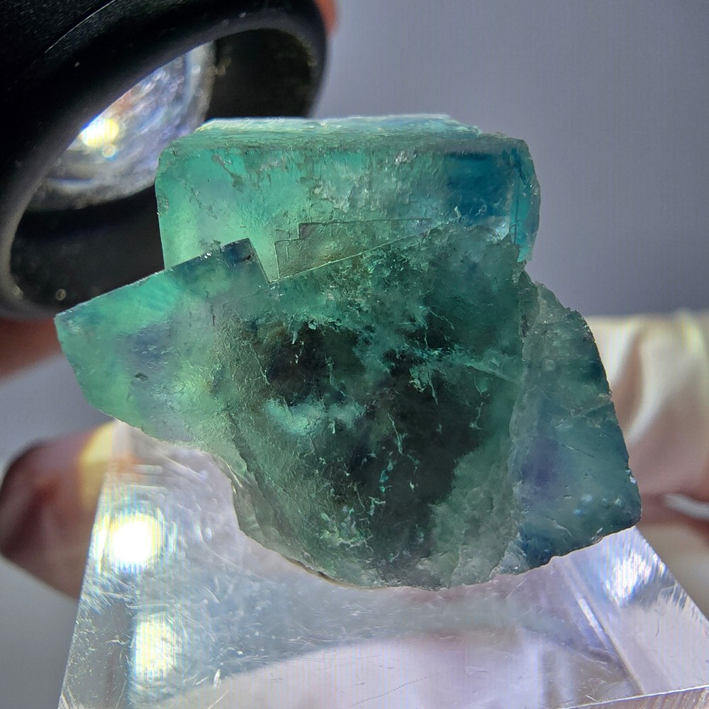 Phantom Fluorite Cube Specimen, parquetted green Okorusu, Namibia 22*20*20mm
