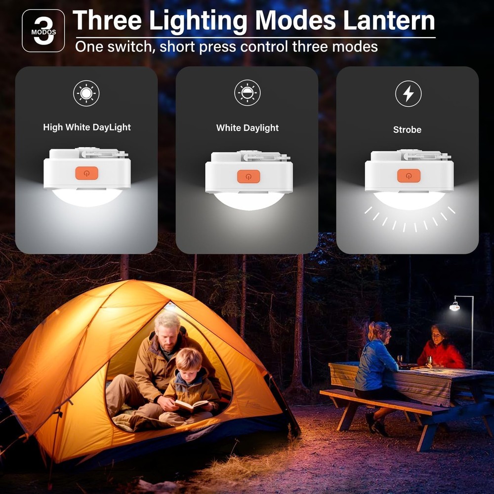Rechargeable Camping Lights FLY2SKY 2Pcs White Tent Mini 2 Pcs,
