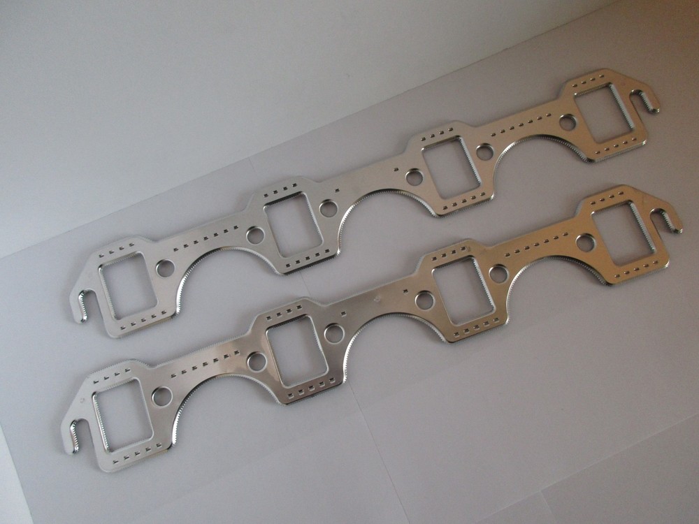 SMALL BLOCK FORD ALUMINUM RECTANGLE HEADER EXHAUST GASKETS REUSABLE sbf  #4143