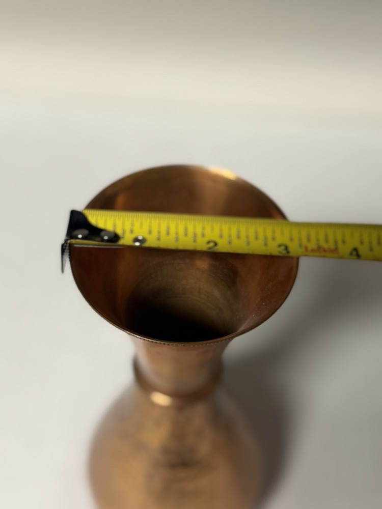 VINTAGE COPPER VASE Hammered Solid 9.5" tall