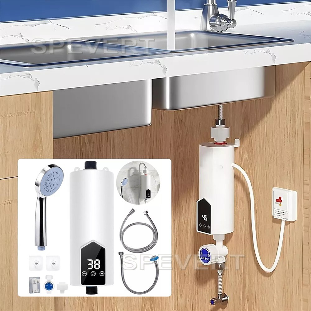 5500W/3500W Electric Instant Water Heater Tankless Tap Hot Shower Bath Kitchen