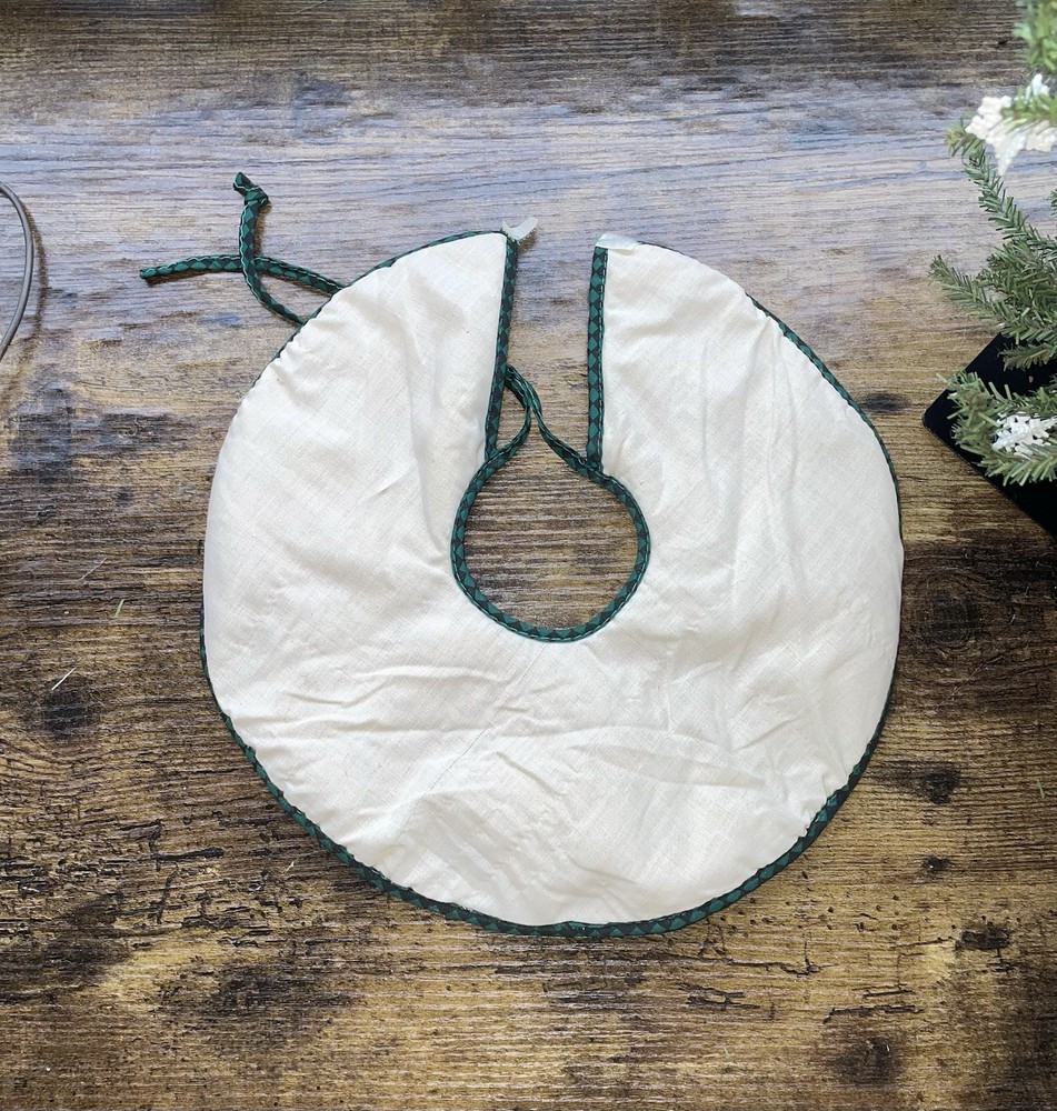 Primitive Rustic Artificial Christmas Tree Table Top with Ornaments & Tree Skirt