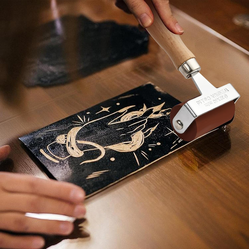 3Pcs Rubber Brayer Roller, Mix Size Rubber Roller Tool for Printmaking, Roller