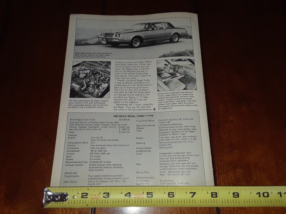 1983 BUICK TURBO T TYPE REGAL ORIGINAL ARTICLE