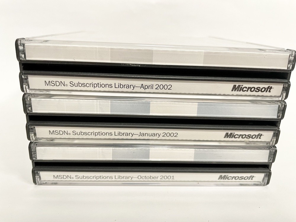 2001 October 2002 Jan / April Microsoft MSDN Subscriptions Library Genuine Discs