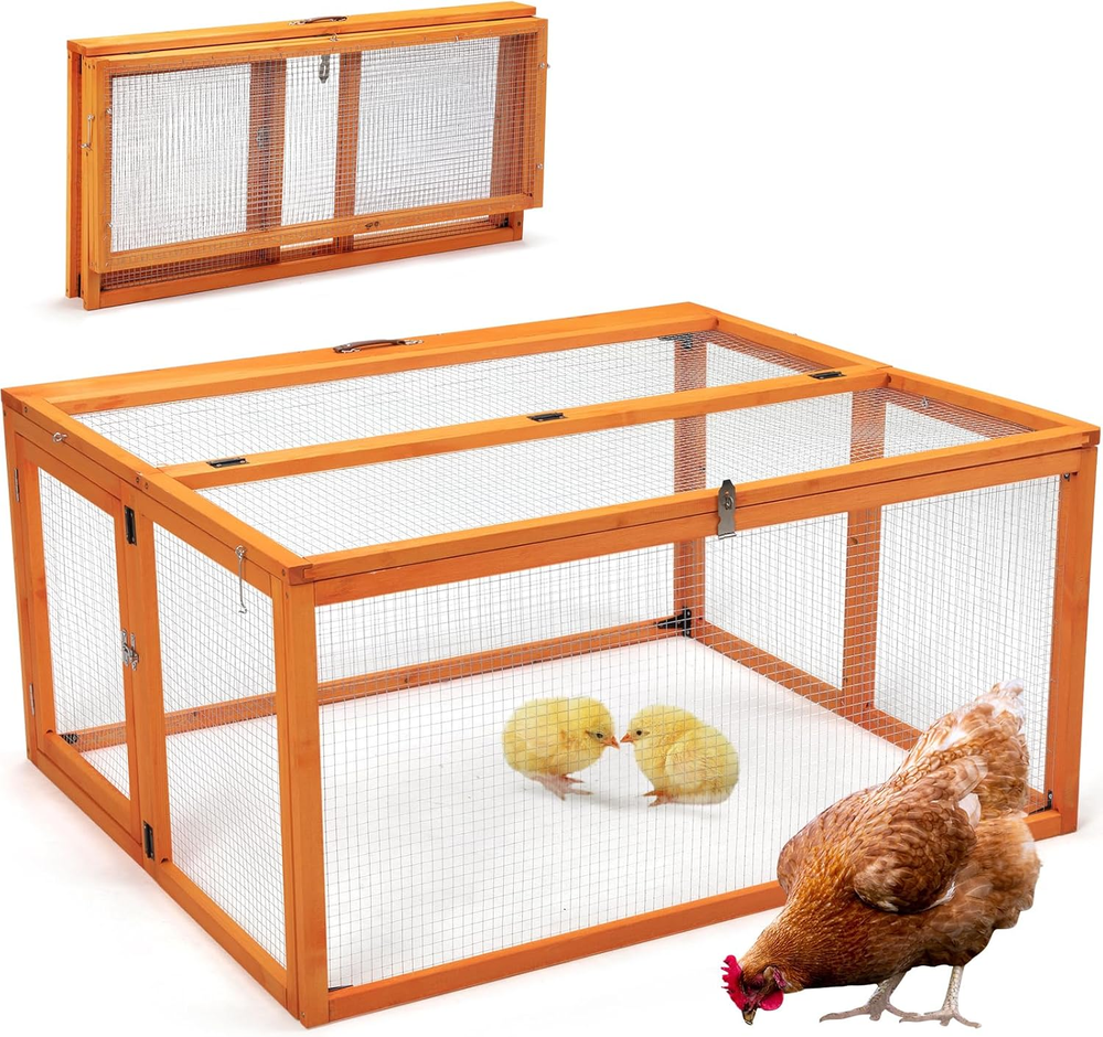 Collapsible Wooden Chicken Coop with Run Stable Comfortable Chicken Brooder Box