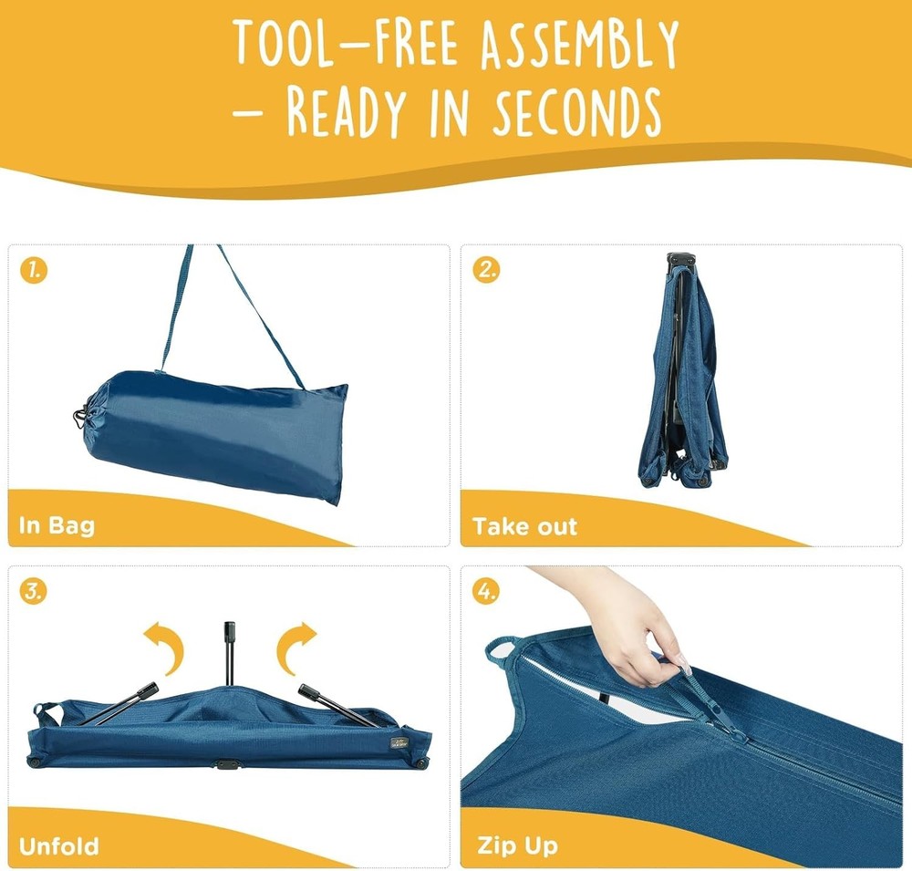 Daisy Folding Bed, Medium-Sized Foldable Elevated Pet Bed
