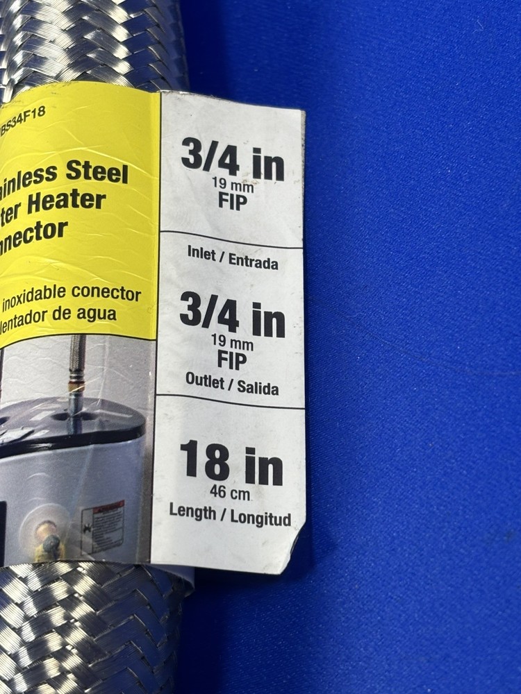 •NEW• Apollo Flow Stainless Steel Water Heater Connector 3/4” FIP Inlet & Outlet