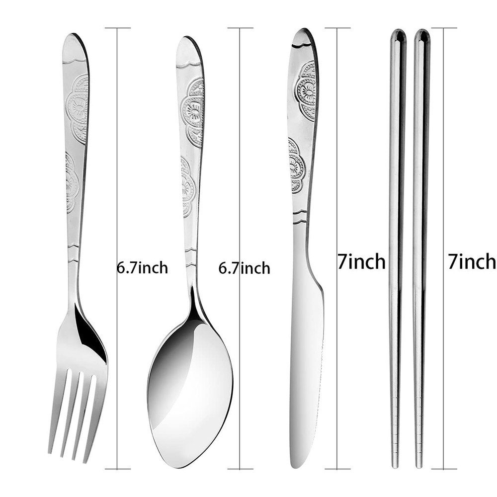 3 Pack Reusable Flatware Sets , Fork, Spoon, Chopsticks, 12Pcs Portable Trave...