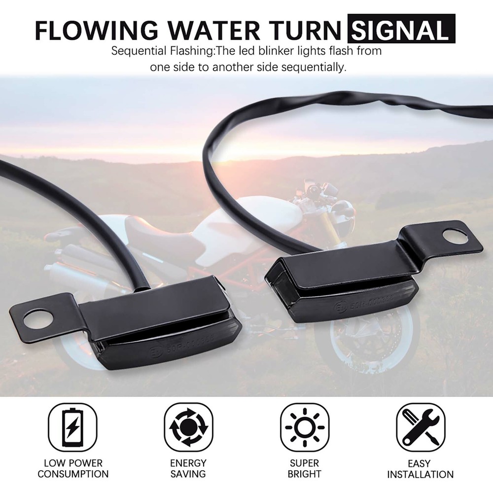 Motorcycle Sequential LED Turn Signals Flowing Mini Handlebar Light For Harley