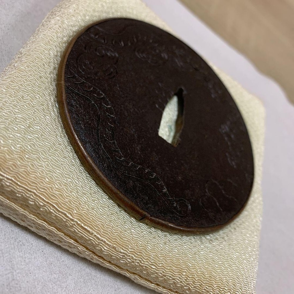 Japanese Edo Tsuba katana sword guard Unryu