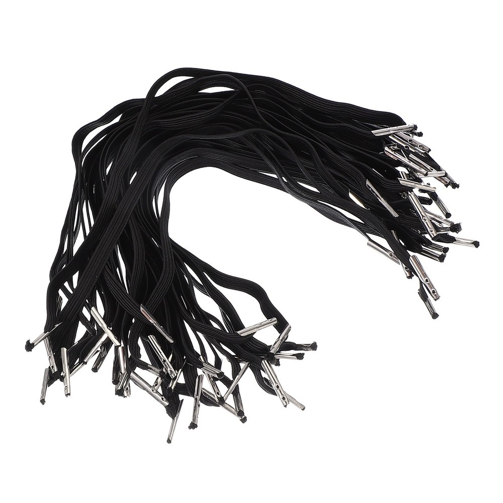 50 Pcs 10 Inch Elastic Barbed Cord 6 mm Loop Stretch Flat String Black
