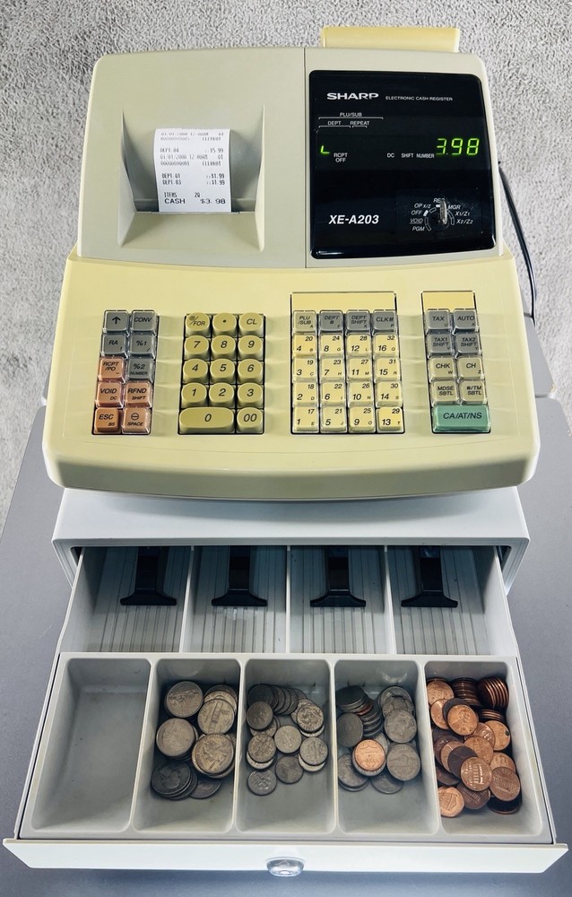 Sharp XE-A203 Cash Register With Keys Tested And Working
