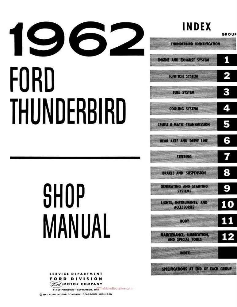 1962-1963 Ford Thunderbird Shop Manual
