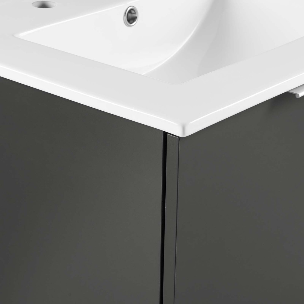 Modway Maybelle 24" Wall-Mount Bathroom Vanity In Gray White