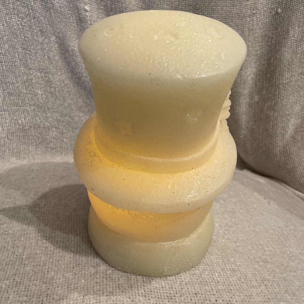 Flameless Snowman Candle Flickering Cute Tabletop 6.5x5 EUC