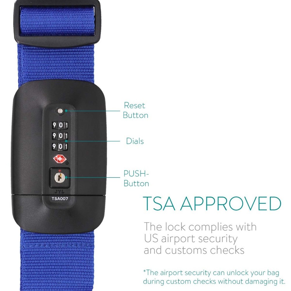 Navaris TSA Luggage Strap - Secure Adjustable Strap for Suitcases with Combin...