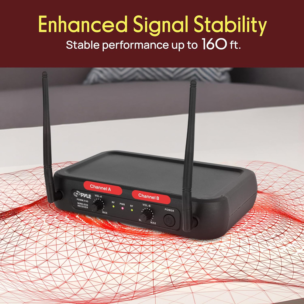 Dual Channel Wireless Microphone System - VHF Fixed Dual Frequency Wireless Mic