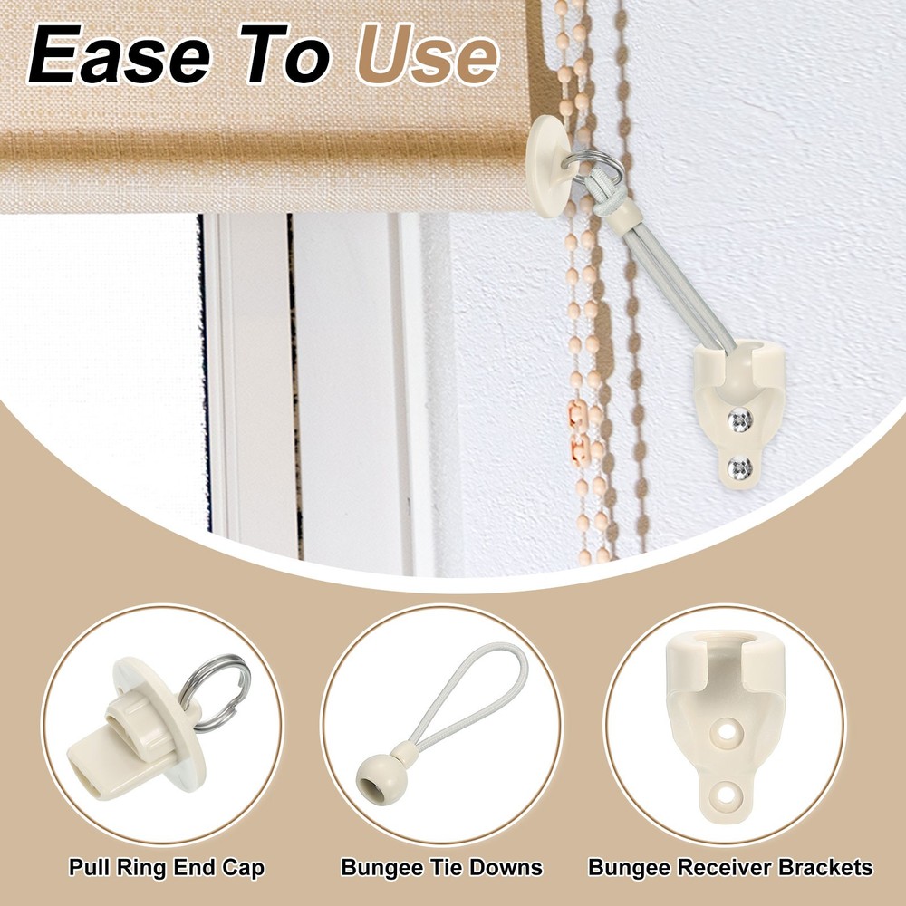 6Pcs Roller Shades Pull Ring End Cap, Roller Up Blinds Replacement, Beige