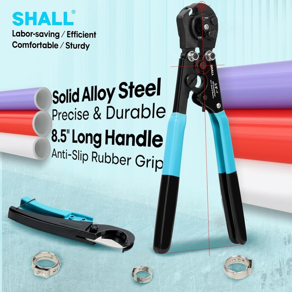 Complete PEX Crimping Clamp Tool Set with Ergonomic Handle & Storage Bag