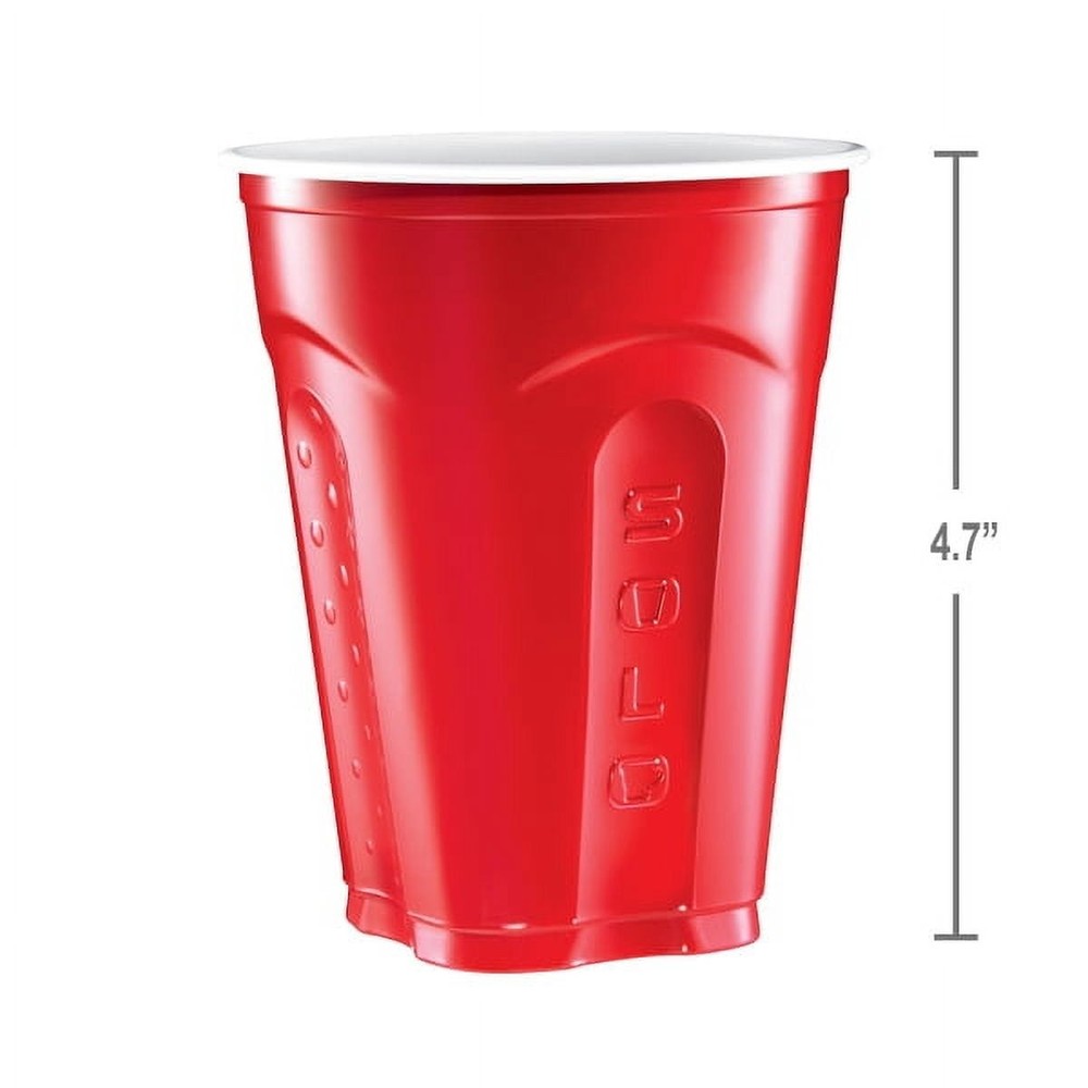 Red Solo Party Plastic Disposable Cups, 18 oz, 50 Count