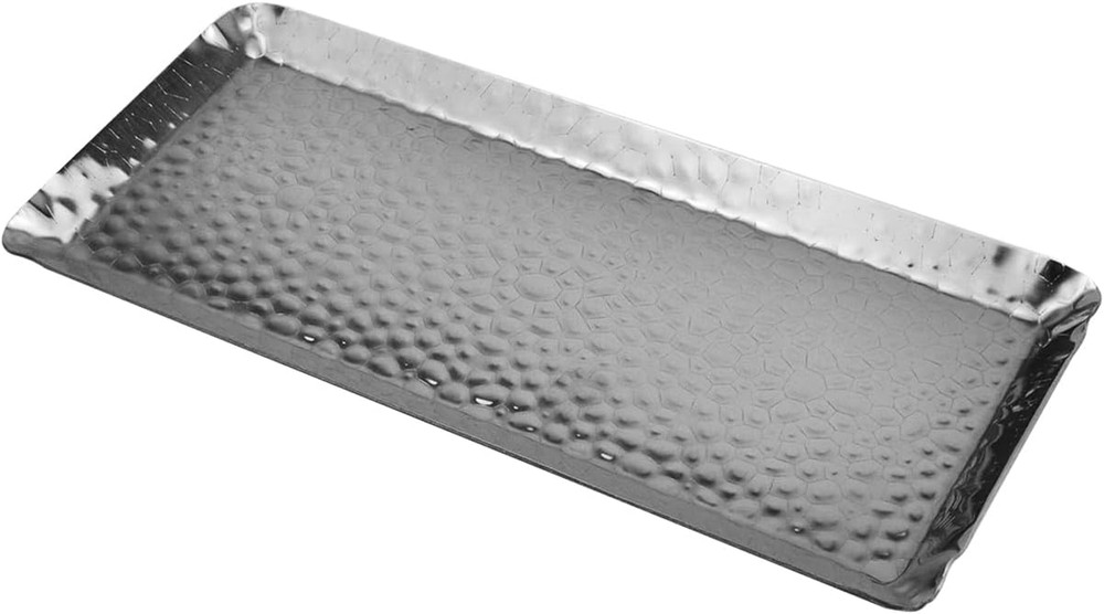 Hammered Rectangular Tray,Stainless Steel Decorative Tray,Silver Serving Trays,S