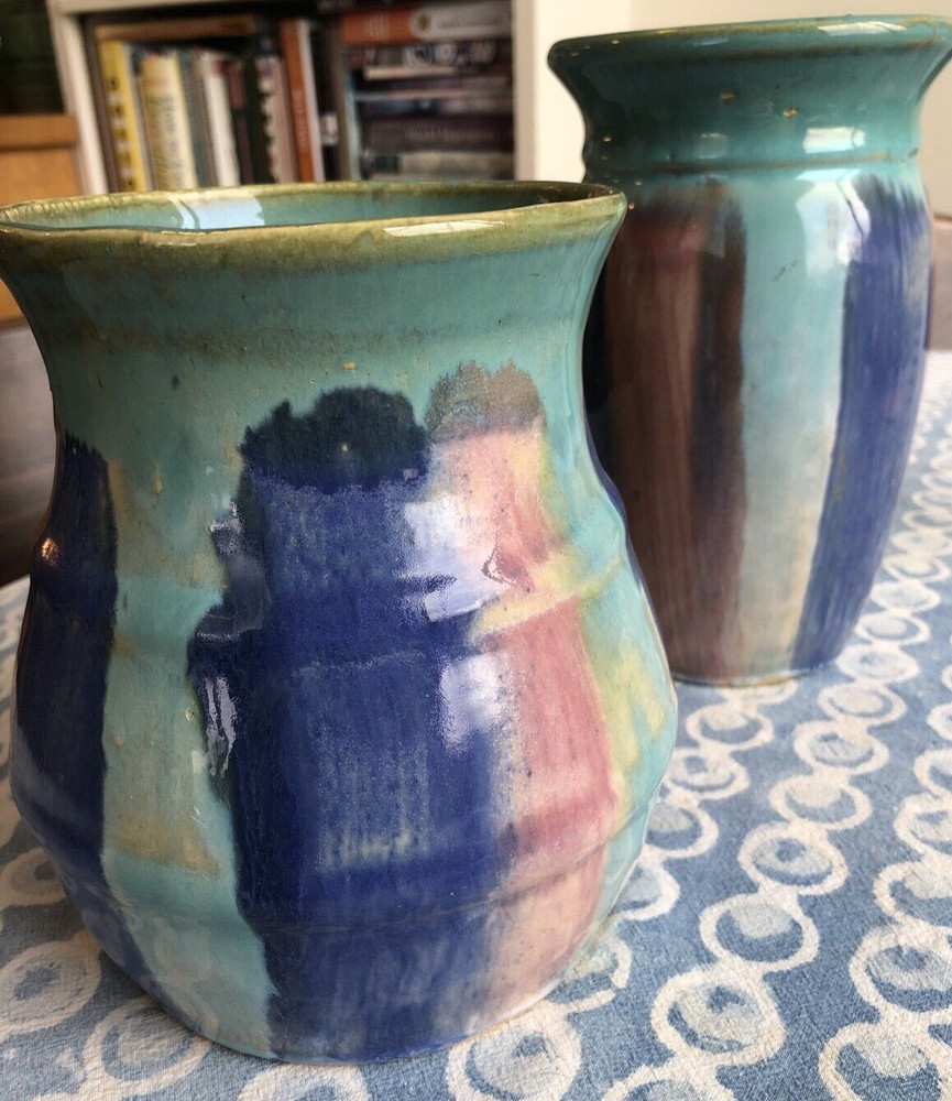 Handsome Hull Hand Painted Stoneware Vase