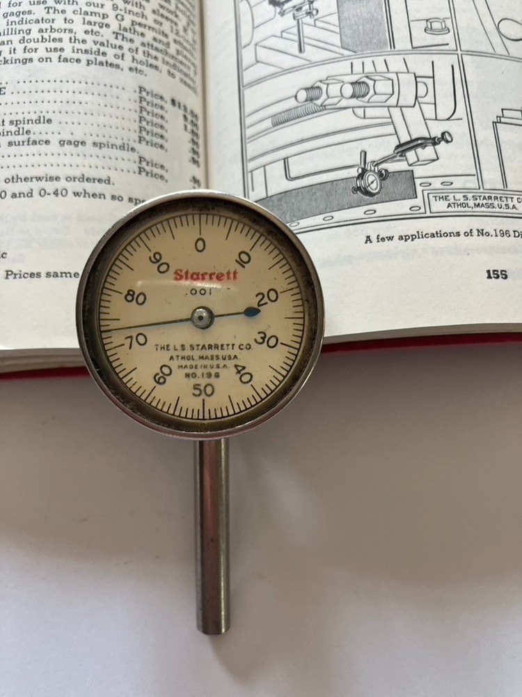 Vintage Starrett Universal Dial Test Indicator (196) & Catalog 26