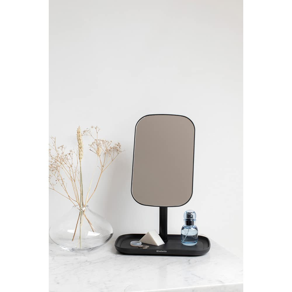 Renew 360° Adjustable Vanity Bathroom Mirror with Stand & Storage Tray (Dark Gre