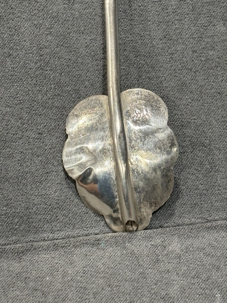 Vintage Sterling Silver Leaf Patterned Drink Stirrer in Excellent Condition