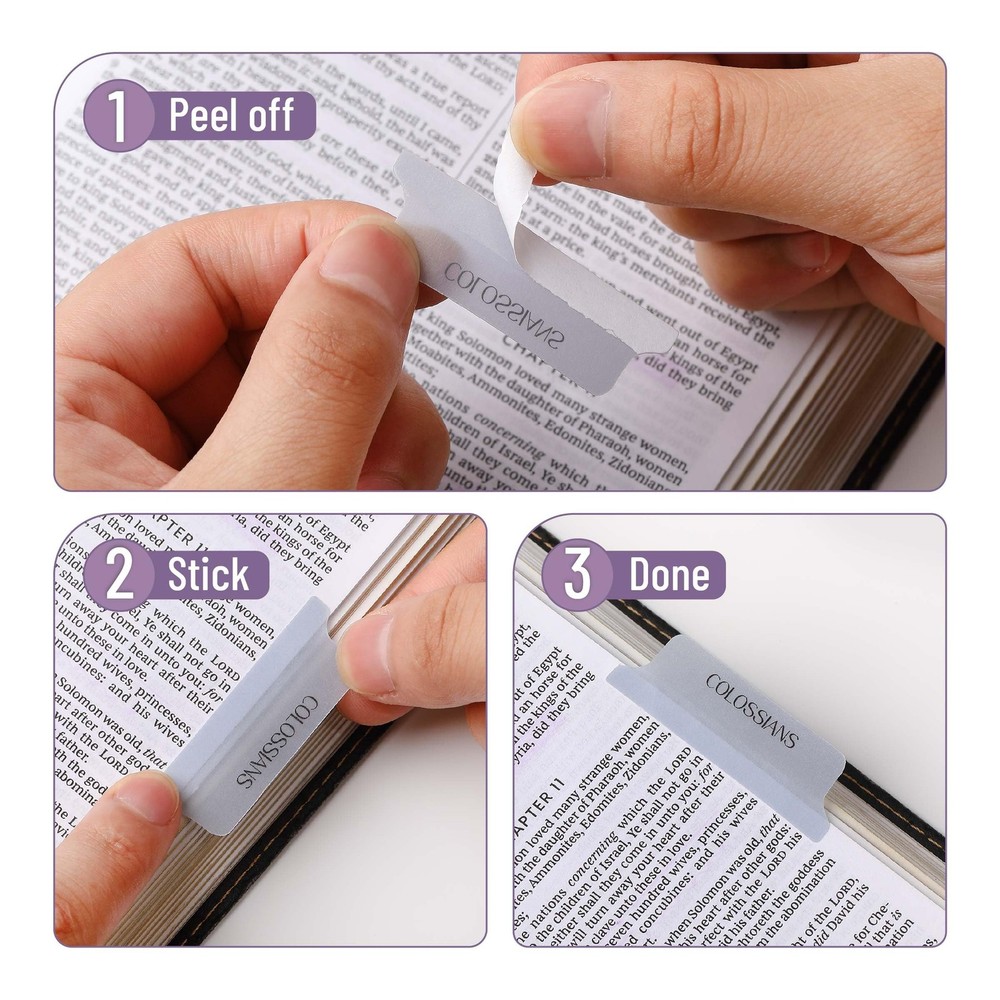 Bible Study Tabs, 75 Laminated Index Tabs, for Men and Women, Blue