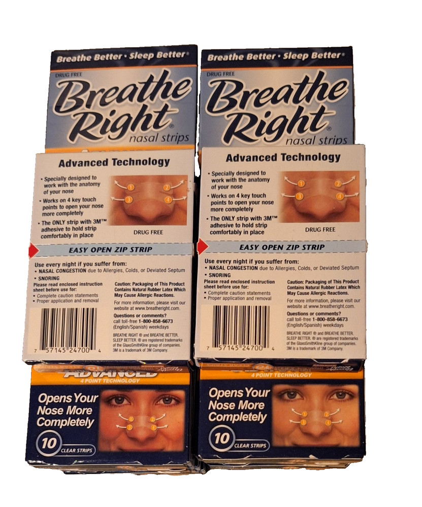 Breathe Right Nasal Strips Advanced - 10 Clear Strips/Box