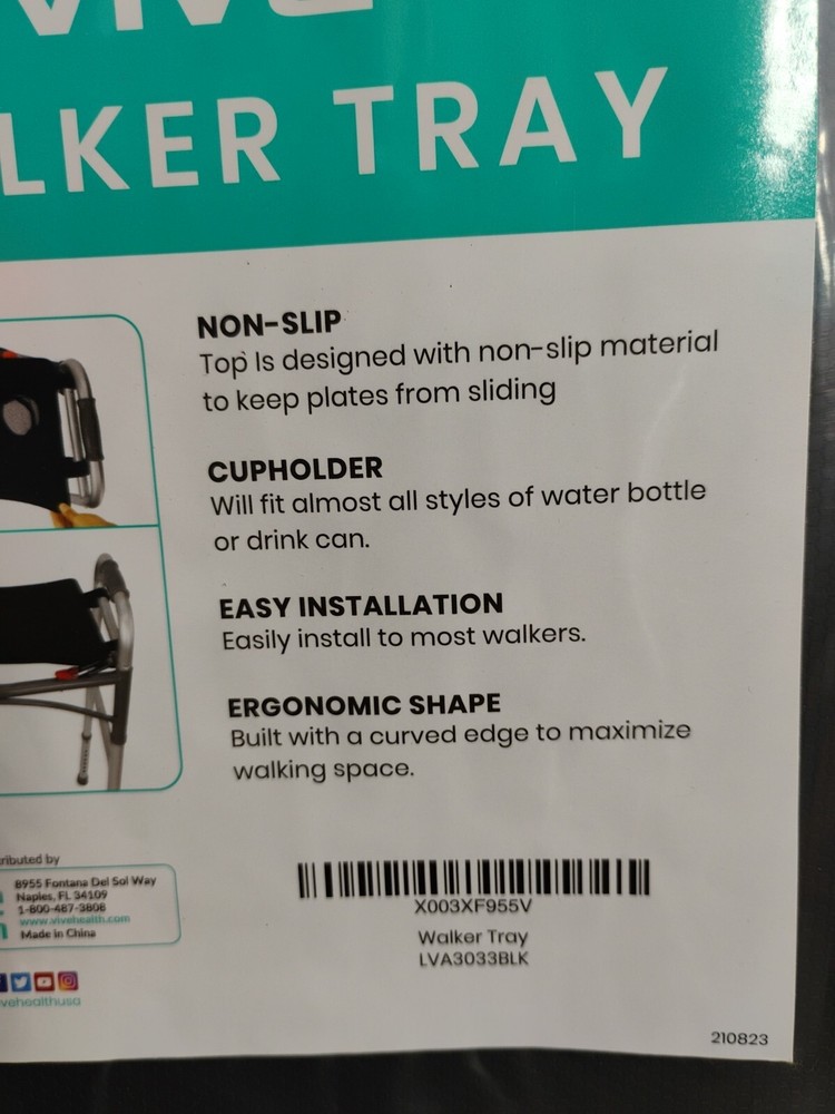 Vive Walker Tray Mobility Accessory Aide Non Slip Cupholder