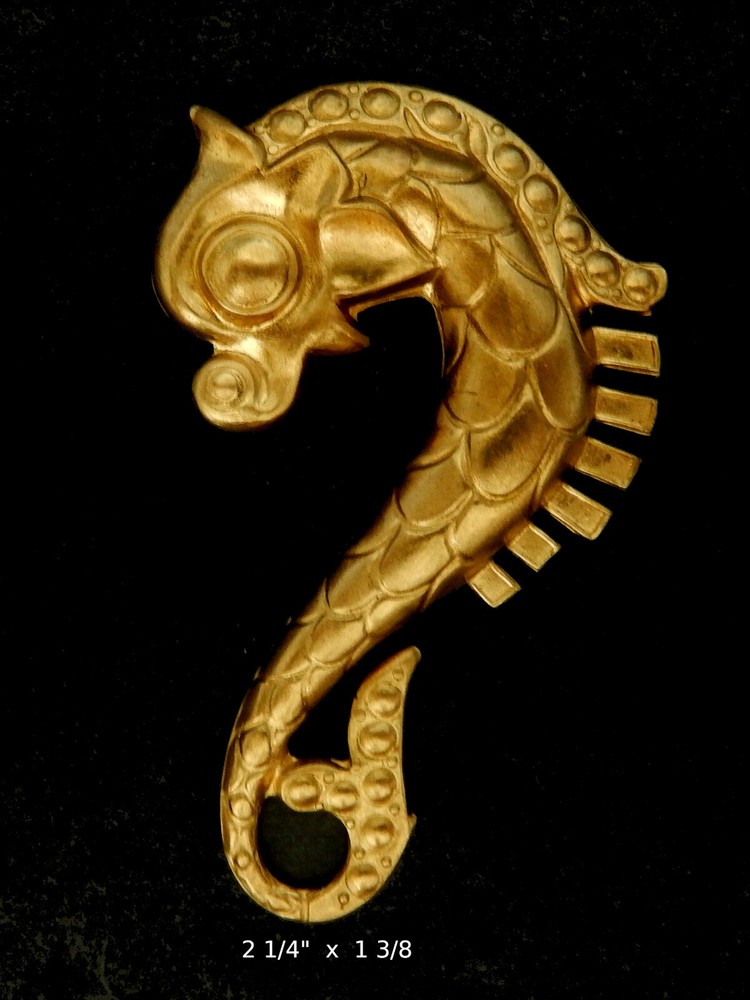 Classical Sea Horse Design /Raw Brass Stamping/ Large