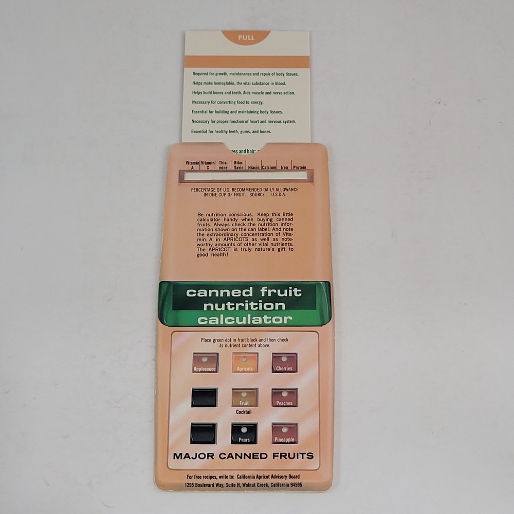 Vintage 1975 Perrygraf Nutrition Guide Slide Chart