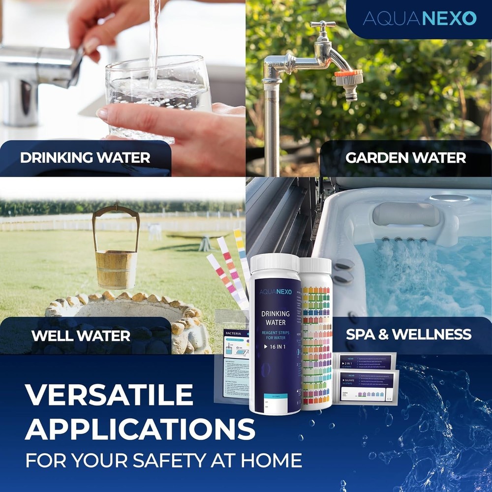 Water Strips Kit 125+2 Coliform Bacteria pH Hardness Testing for Drinking Wa...