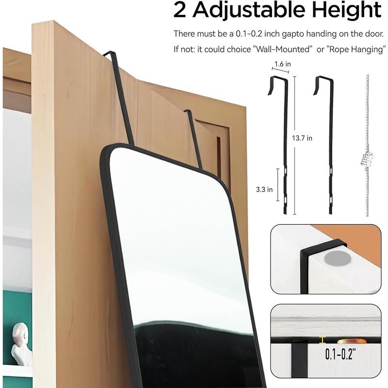 Wall Mounted Rectangular Mirror Aluminum Frame Bedroom Bathroom Living Room New