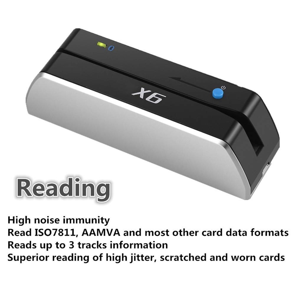 X6BT Bluetooth Mag VIP Card Reader Writer USB 3 Tracks Swipe Encoder