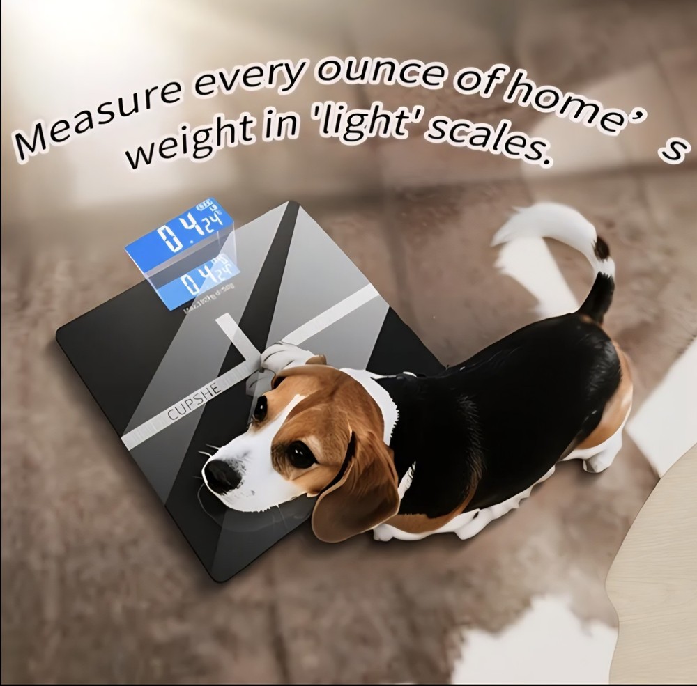 CUPSHE Digital Platform Scale, LED Display, Tempered Glass, Black