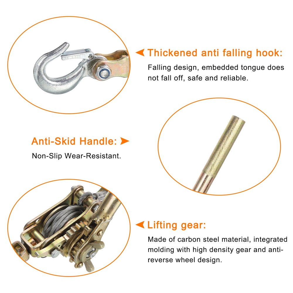 Come Along Winch,1 Ton Winch,Hand Cable Puller with 2 Hooks 1 Pcs