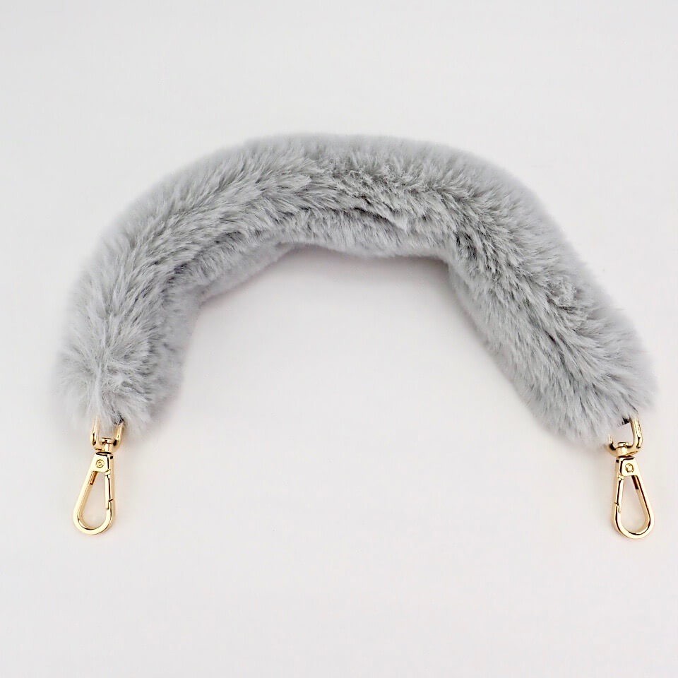 Fur Handle (Light Gray) - Cotton Raffia