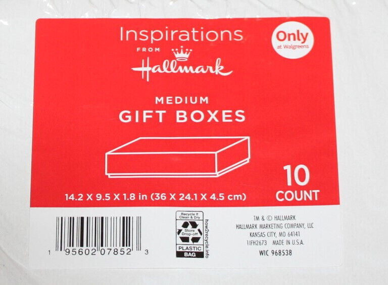 Hallmark (8-PACK) - 80 count - White Medium Gift Boxes LOT 14.2" x 9.5" x 1.8"