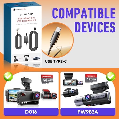 Dash Cam Acc Multi-Size Hardwire Kit with Voltage Indicator for Dash Camera