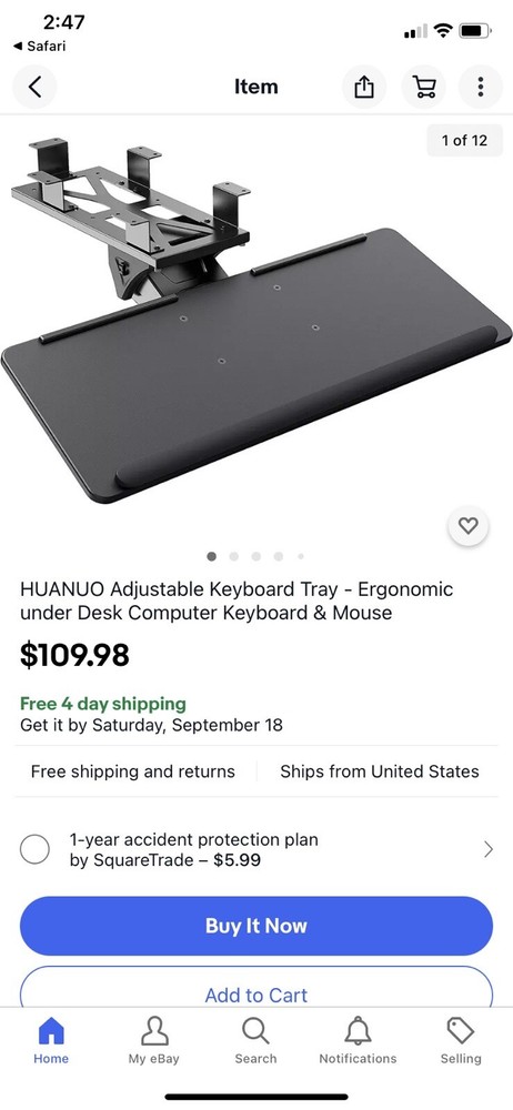 HUANUO Adjustable Keyboard Tray - Ergonomic under Desk Computer Keyboard & Mouse
