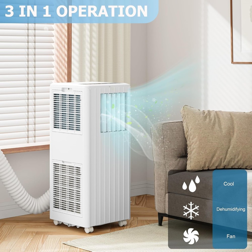 8000 BTU Portable Air Conditioner 3 in 1 AC Unit for Rooms up to 350 SqFt Timer