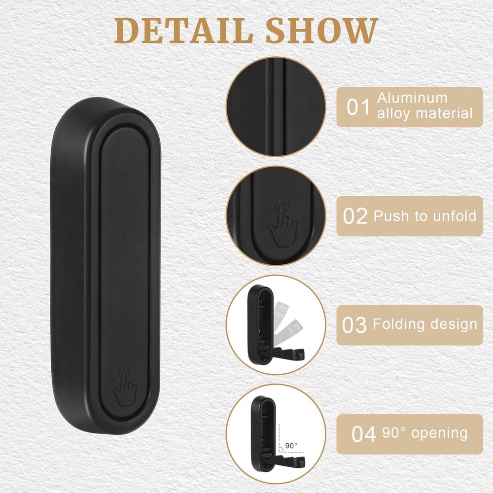 4PCS Invisible Folding Wall Hooks, Coat Rack Wall Mount, Foldable Clothes Hoo...
