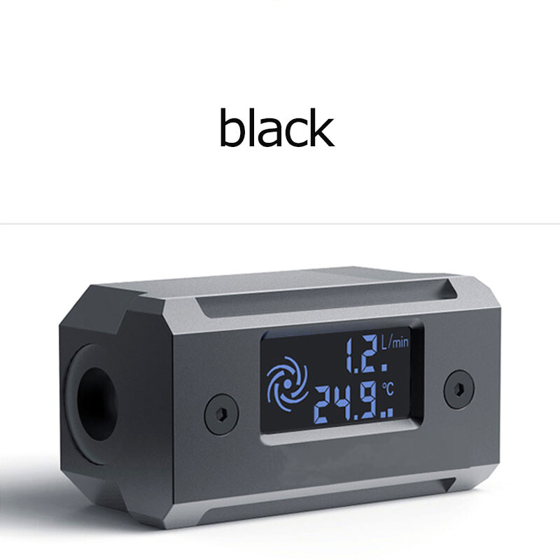 G1/4 Fitting Display Digital Thermometer Flow Meter For PC Water Cooling System