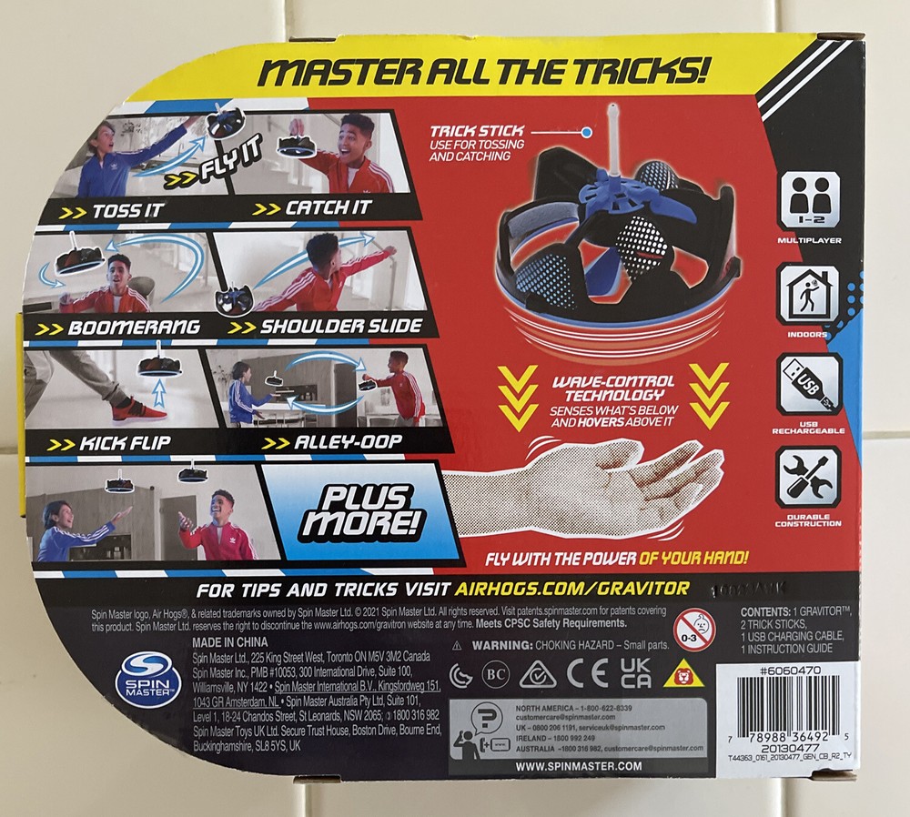 Spin Master (2021) Airhogs Wave-Control Technology Gravitor w Trick Stick———24